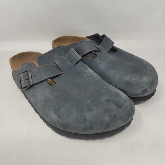 Birkenstock Boston Clogs EU40 US9 Dark Gray Nubuck Slip On Comfort Slides - Picture 1 of 12